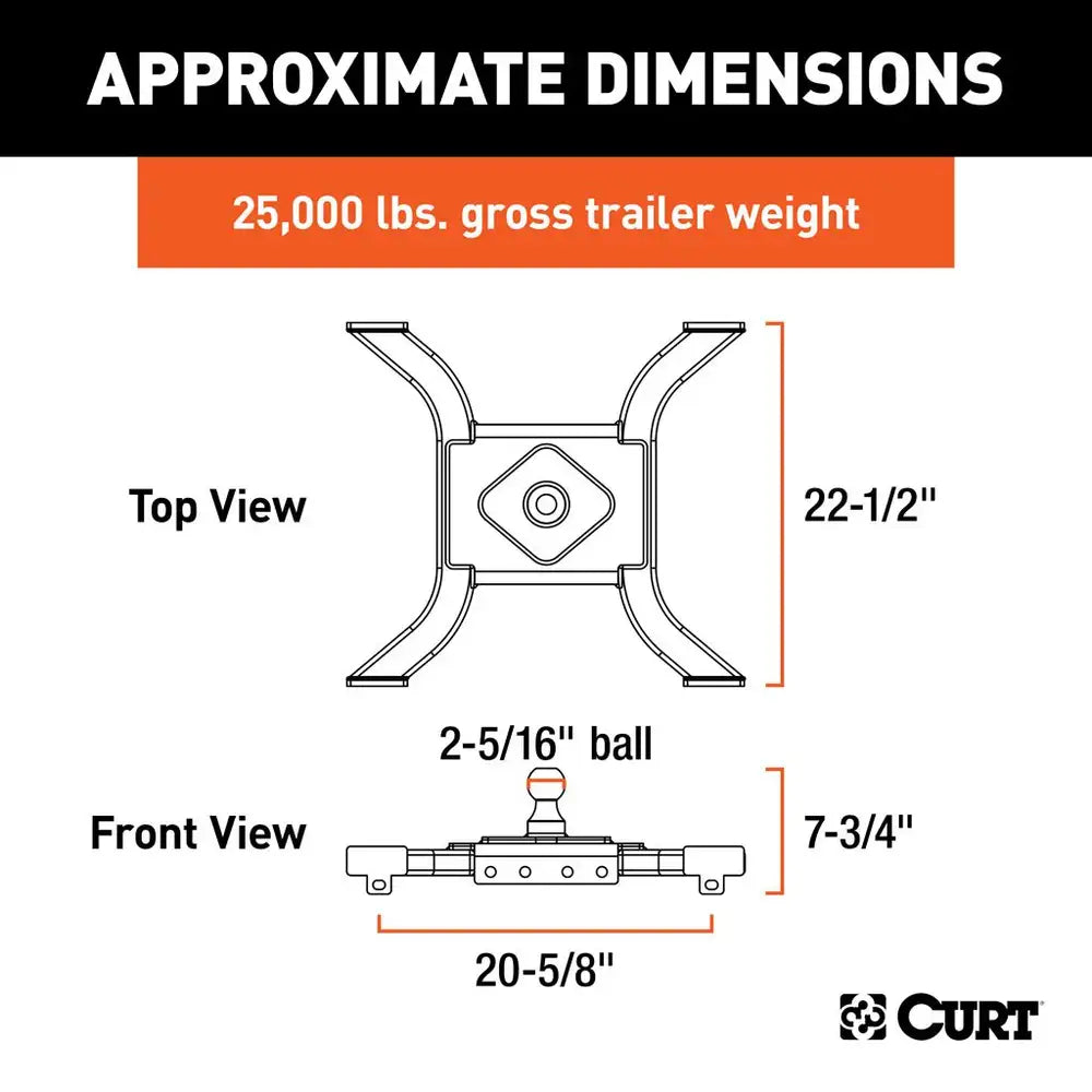 Hitch, Spyder 5Th Wheel Rail Gooseneck Hitch With 2-5/16" Ball, 25K #16085