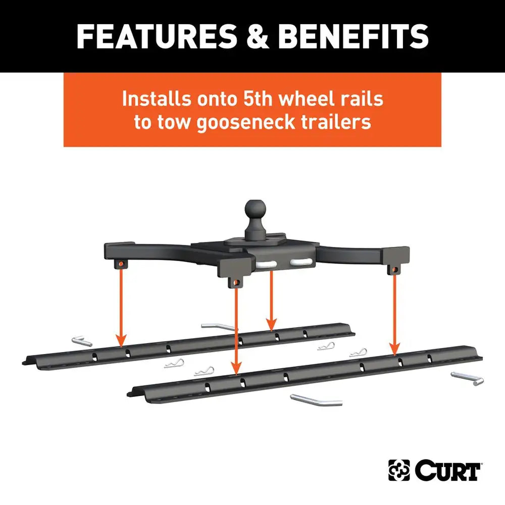 Hitch, Spyder 5Th Wheel Rail Gooseneck Hitch With 2-5/16" Ball, 25K #16085