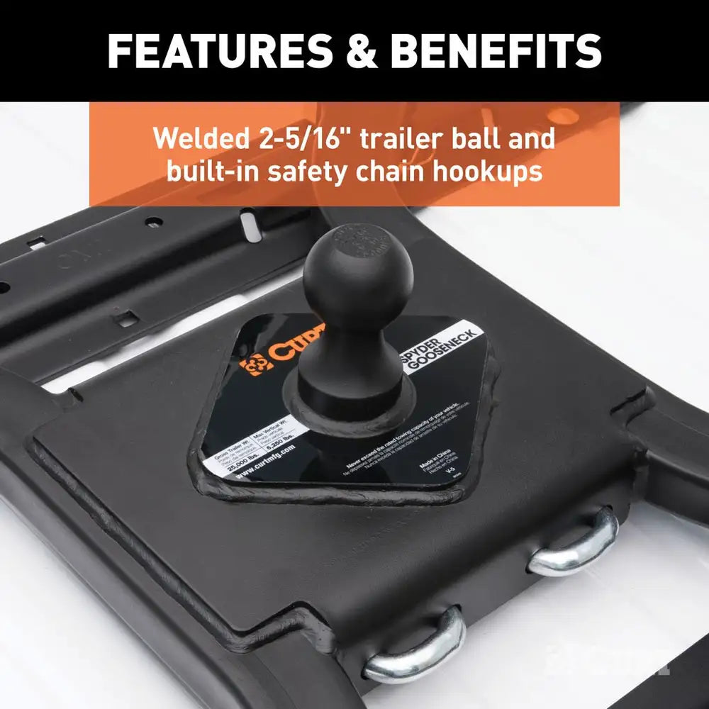 Hitch, Spyder 5Th Wheel Rail Gooseneck Hitch With 2-5/16" Ball, 25K #16085