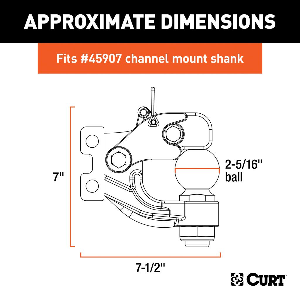 REPLACEMENT CHANNEL MOUNT BALL & PINTLE HITCH (2-5/16" BALL 13,000lbs) #45920
