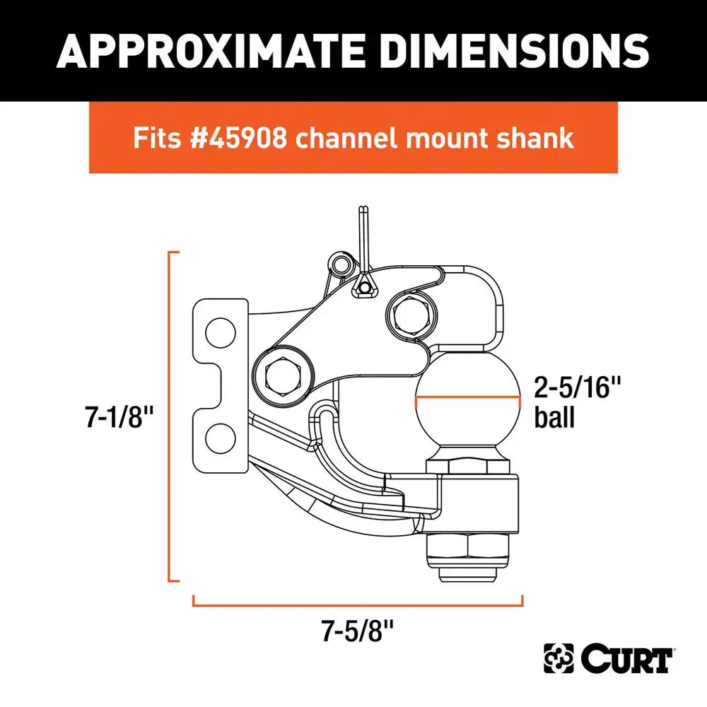 CHANNEL MOUNT BALL & PINTLE HITCH (2-5/16" BALL, 20,000 LBS.) #45922