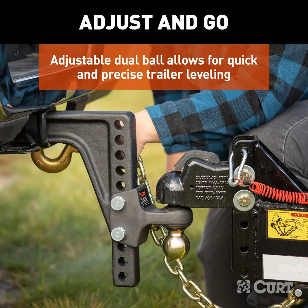 HD Deep-Drop Adjustable Hitch Ball Mount with Dual Ball, 2-1/2" Shank, 20K #45939