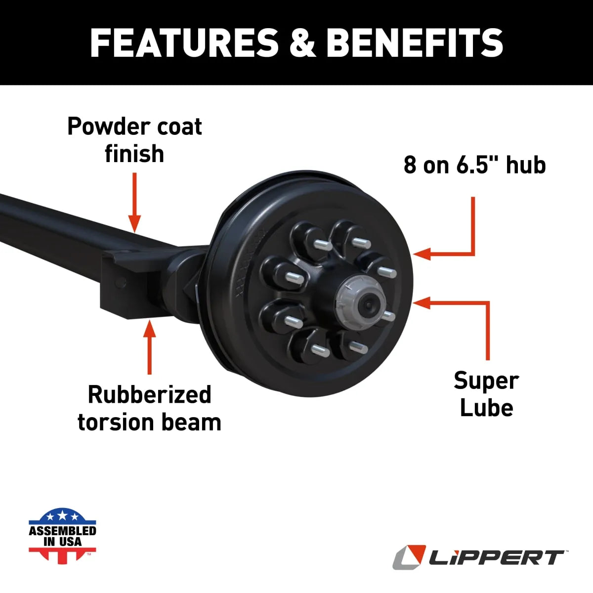 Axle - 7000 lb 94 + 80 Electric Torsion 22.5° Down