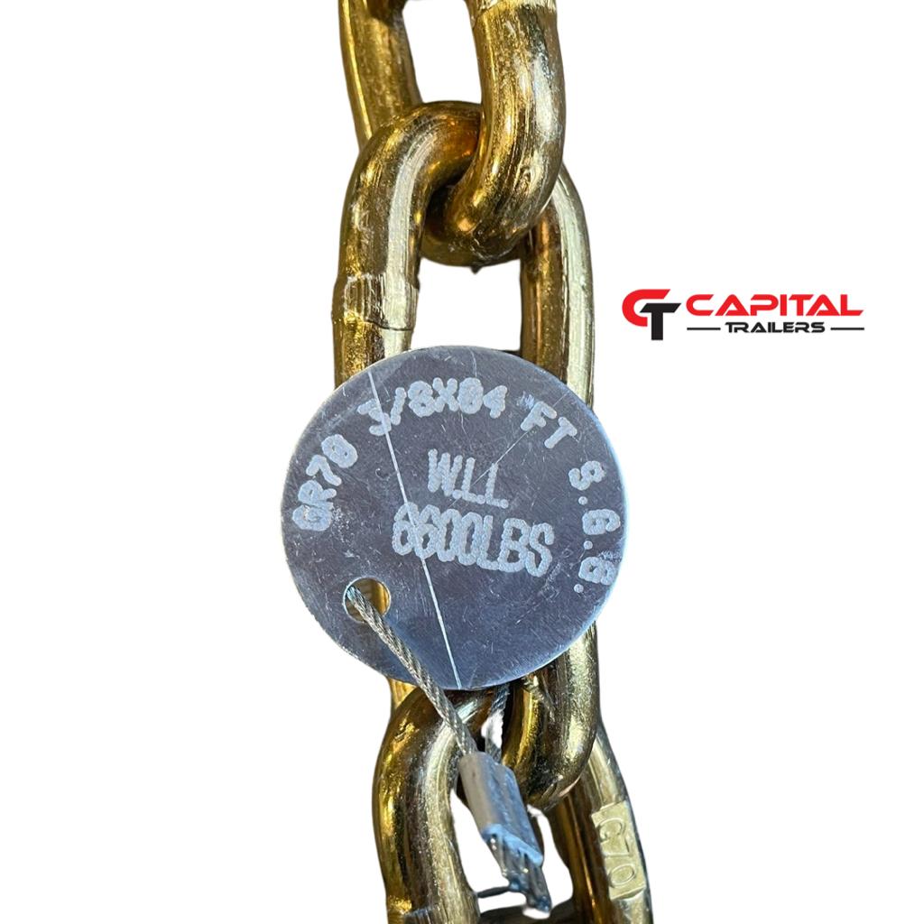 Chain, Tie Down GR70 3/8X4ft W/Grab Hooks