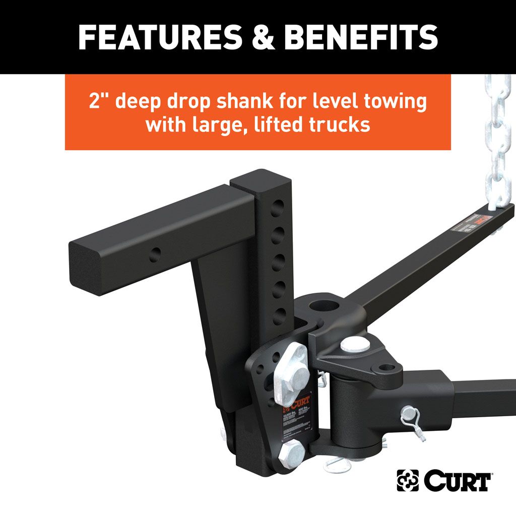 Deep Drop Trunnion Bar Weight Distribution Hitch (8K - 10K LBS, 30-5/8" BARS) #17352