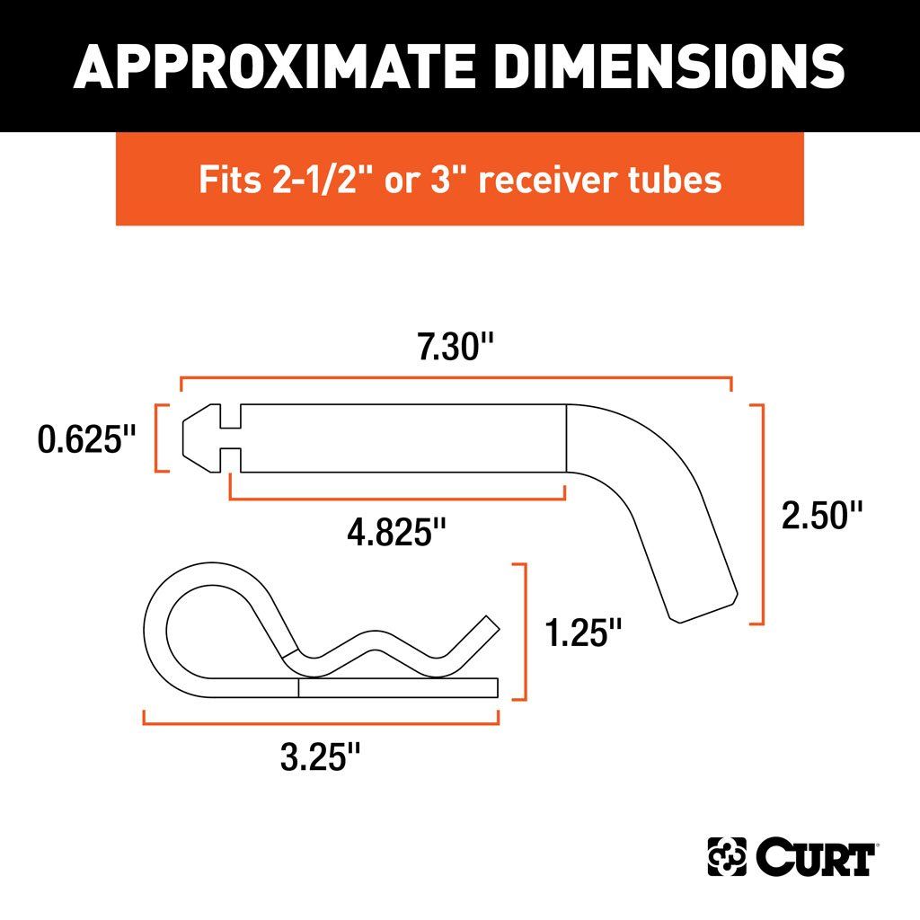 Pin, Heavy-Duty 5/8" Hitch Pin With Groove (2-1/2" OR 3" Receiver, Zinc, Packaged) #2150621506