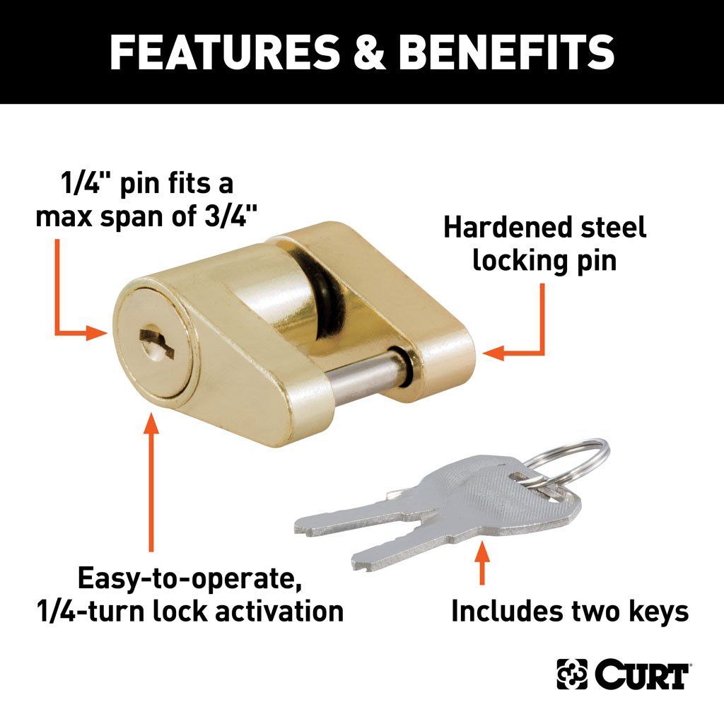 Lock, 1/4" Coupler Lock 3/4" Latch Span (Brass) #23022