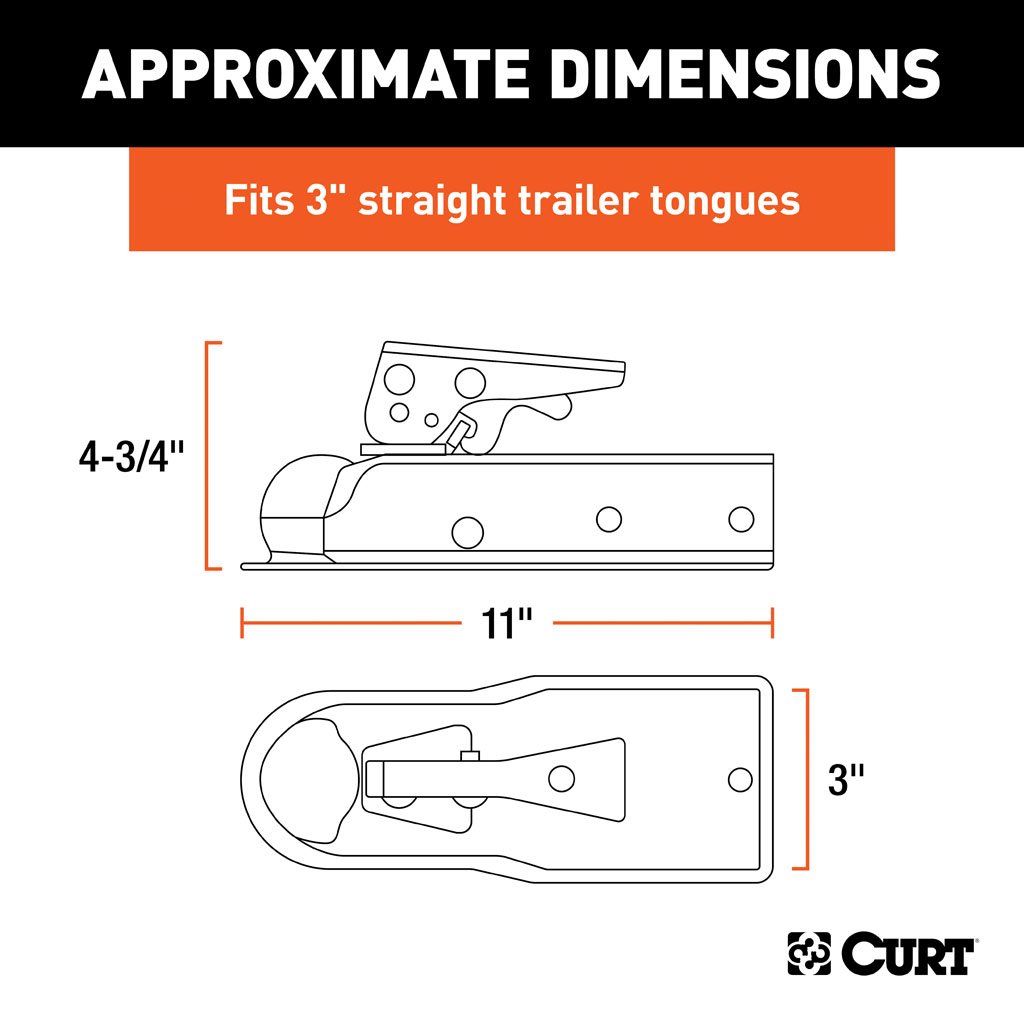 Tongue, 2" Straight- Tongue Coupler With Posi-Lock (3" Channel 5,000lb ) #25100