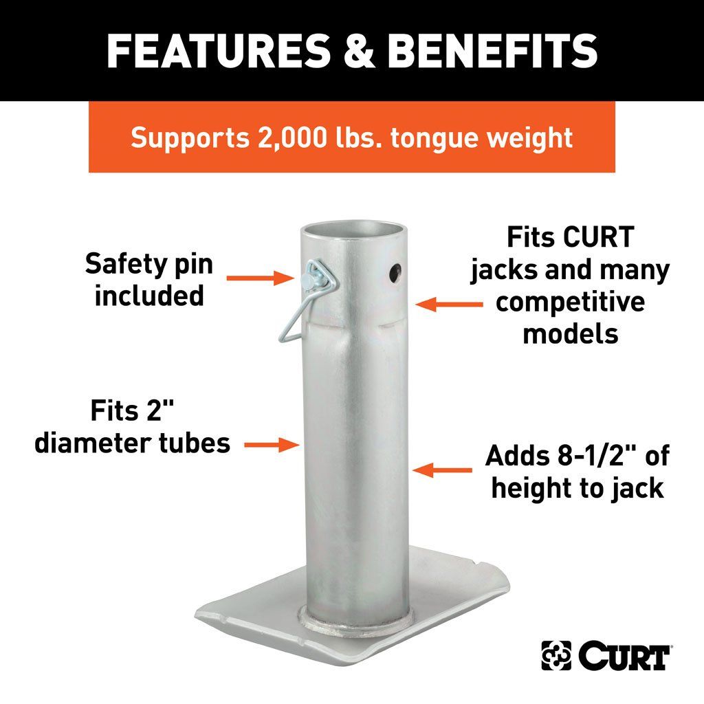 Jack, Pin-On Jack Foot 2000lbs 2" Tube, 8-1/2" Height #28275