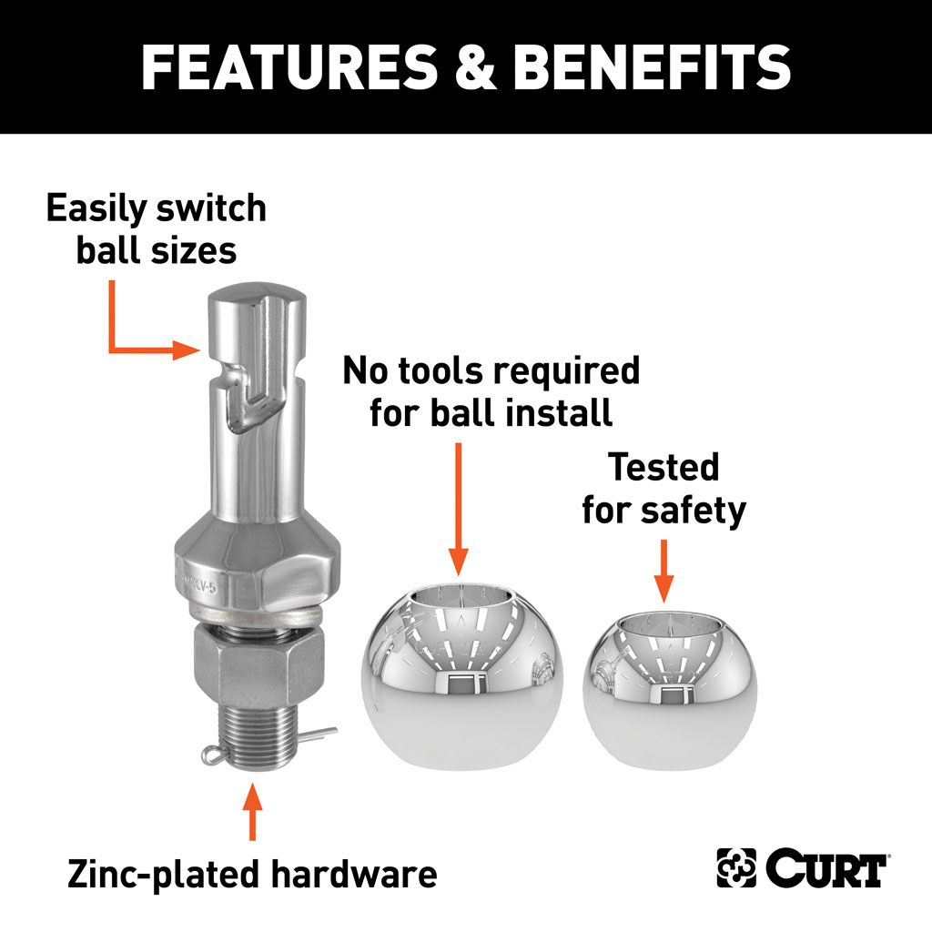 Ball, Switch Ball Trailer Ball Set 2" & 2-5/16" Balls (1" x 2-1/4" Shank) #42280
