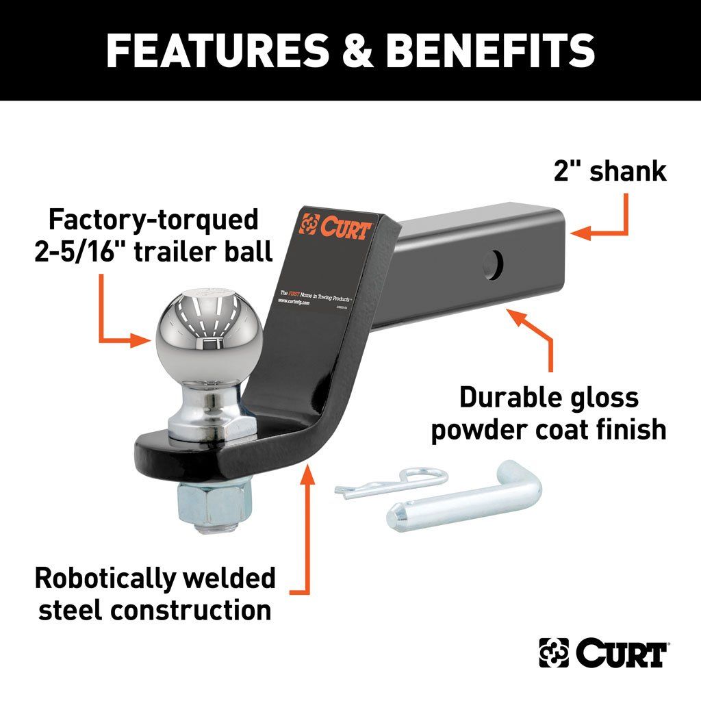 Ball Mount, With 2-5/16" Ball 7500lb 2" Shank, 4" Drop #45042