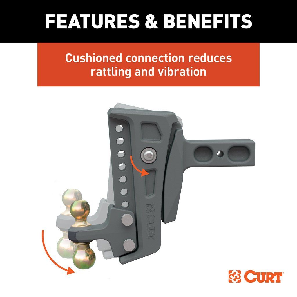 Ball Mount, Rebellion XD Adjustable Cushion Hitch 2-1/2" Shank, 2",2-5/16" Balls (20K) #45955