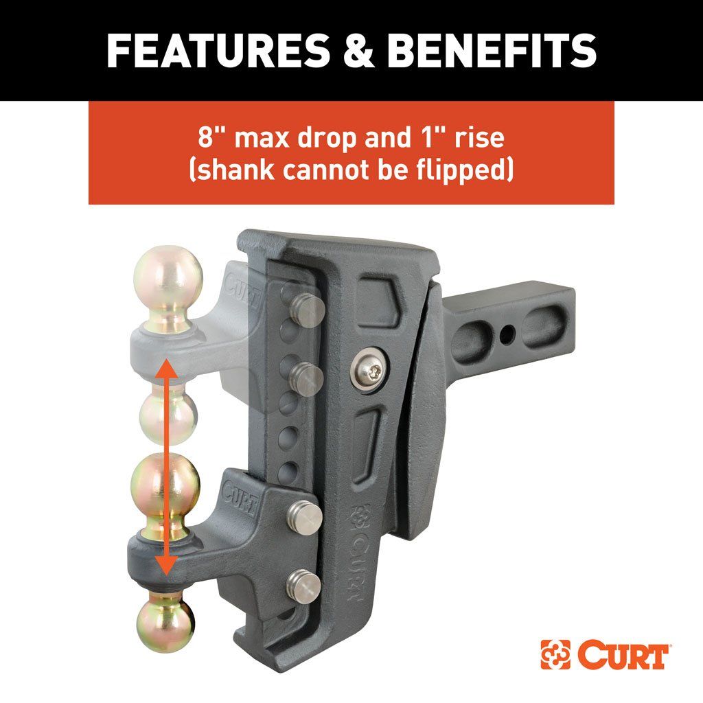 Ball Mount, Rebellion XD Adjustable Cushion Hitch 2-1/2" Shank, 2",2-5/16" Balls (20K) #45955
