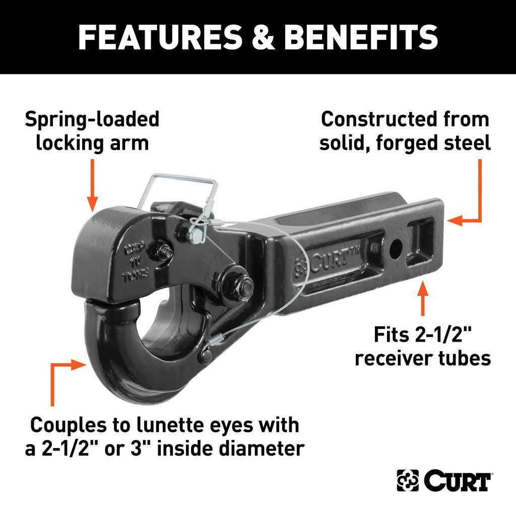 Pintle, Receiver Mount, Pintle Hook (2-1/2" Shank, 20,000lbs)#48010