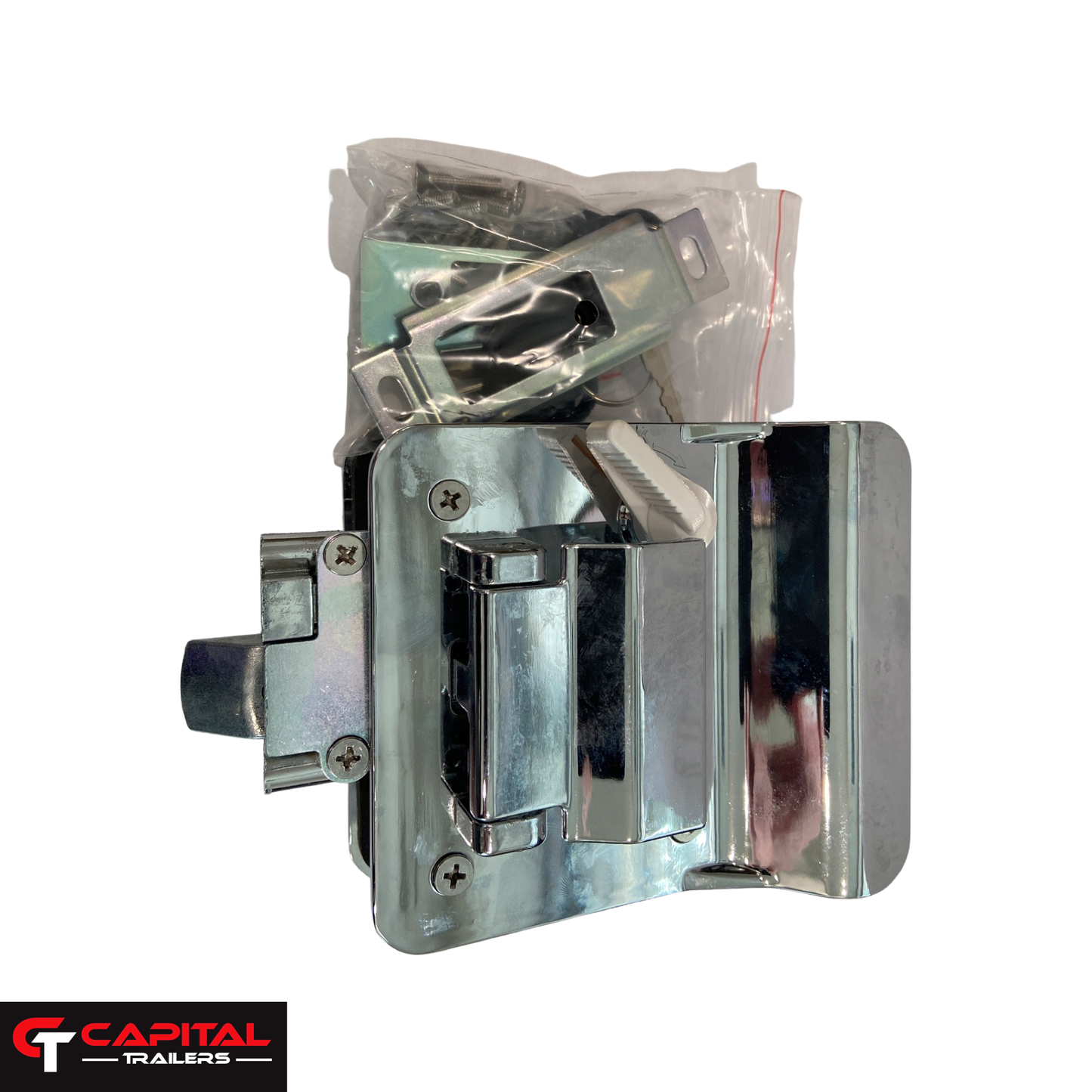 Lock/Handle, Chrome Plated RV Latch-Locking With Dead Bolt #33-43003