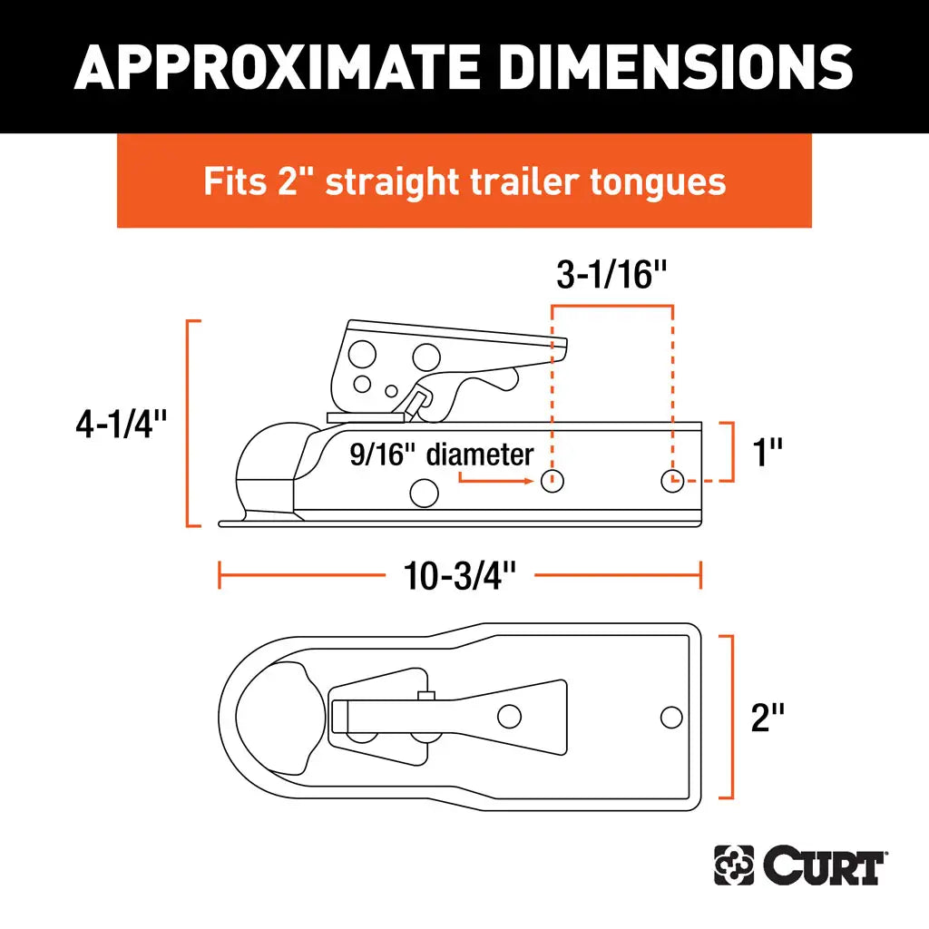 2" Straight-Tongue Coupler with Posi-Lock (2" Channel, 3,500 lbs, Zinc) #25153