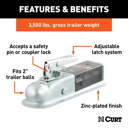 2" Straight-Tongue Coupler with Posi-Lock (2" Channel, 3,500 lbs, Zinc) #25153