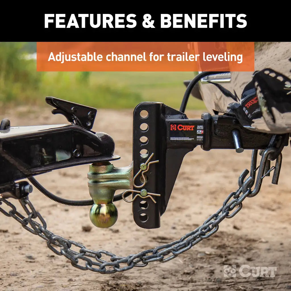 Adjustable Channel Mount with Dual Ball (2" Shank, 14,000 lbs., 6" Drop) #45900