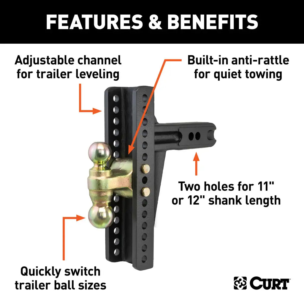 Adjustable Channel Mount, Dual Ball (2-1/2" Shank, 20,000 lbs., 10-3/8" Drop) #45927