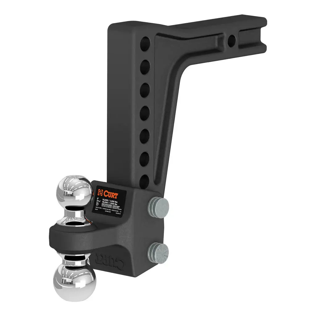Deep-Drop Adjustable Trailer Hitch Ball Mount with Dual Ball, 2" Shank, 15K #45936
