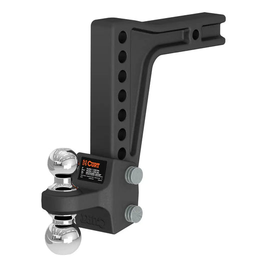 Deep-Drop Adjustable Trailer Hitch Ball Mount with Dual Ball, 2" Shank, 15K #45936