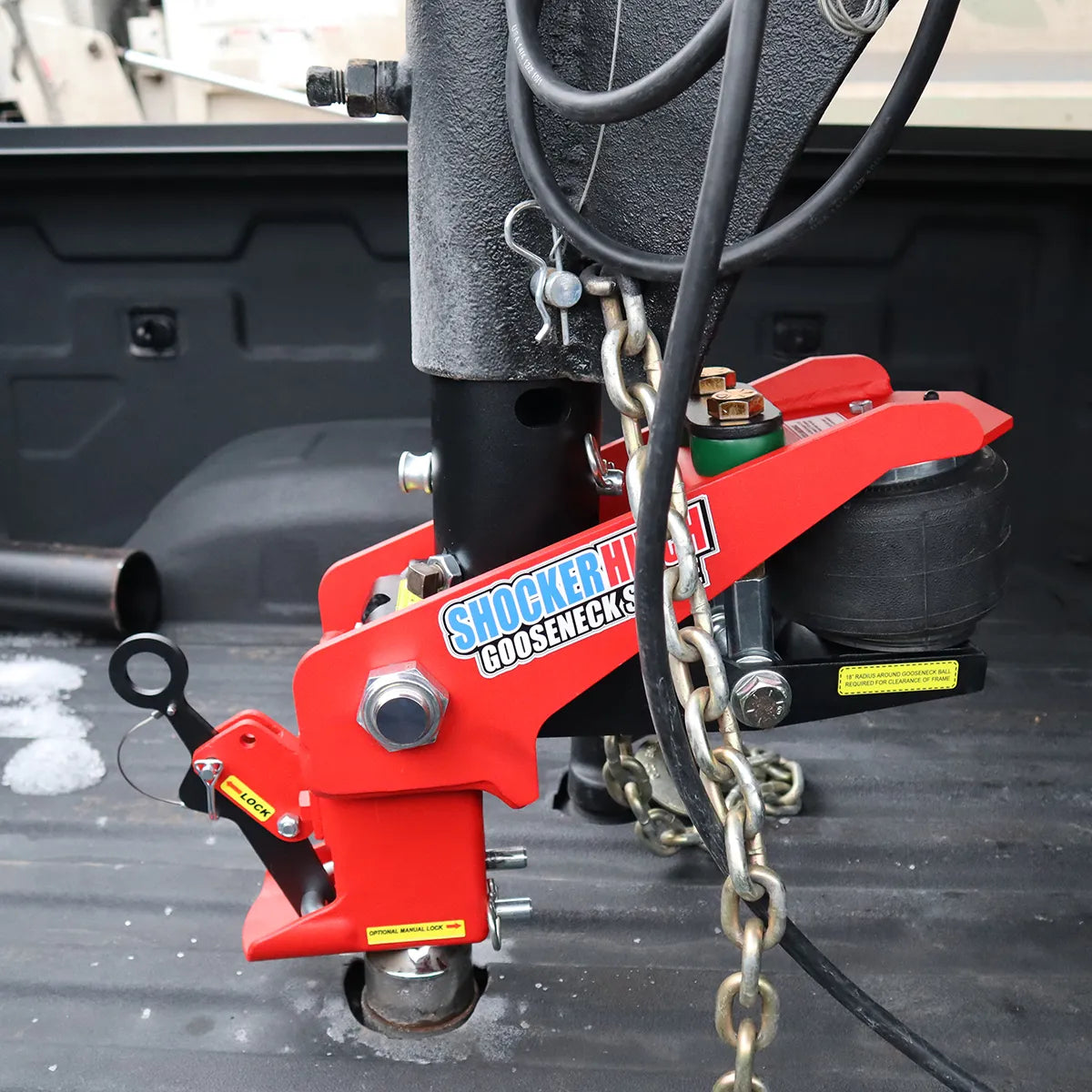 Shocker 30K Longbox Gooseneck Surge Air Hitch & Shift Lock Coupler for 2-5/16″ Ball