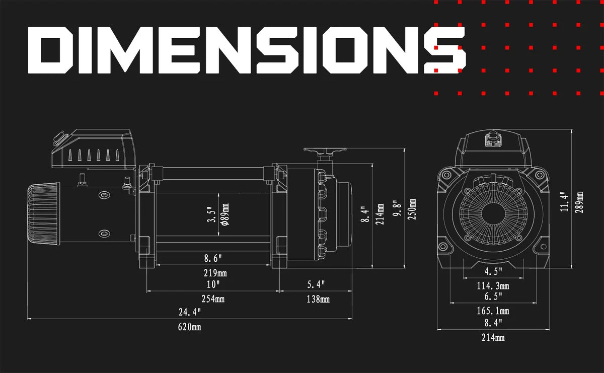 Warrior Winch, T1000 18,000lbs #T180S12-CAD