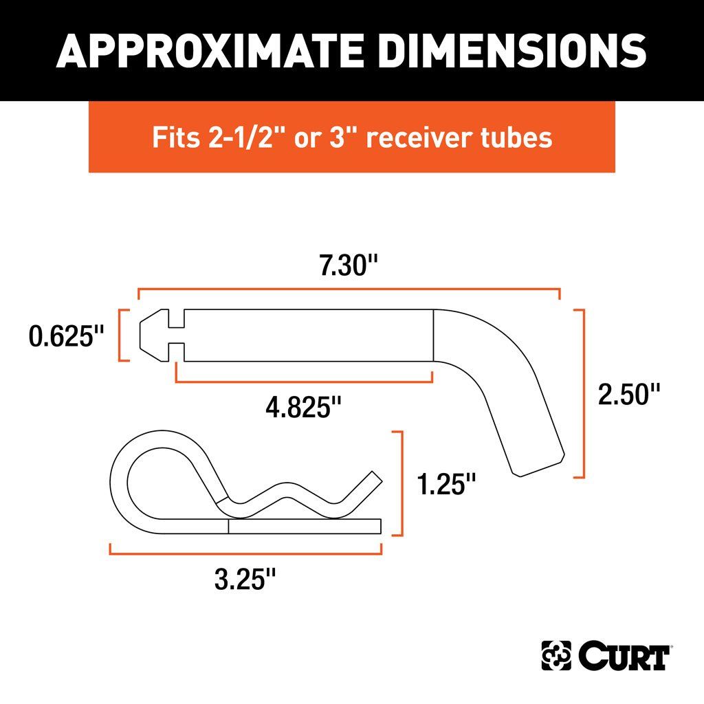 Pin, Heavy-Duty 5/8" Hitch Pin With Groove  (2-1/2" OR 3" Receiver, Zinc, Packaged) #2150621506